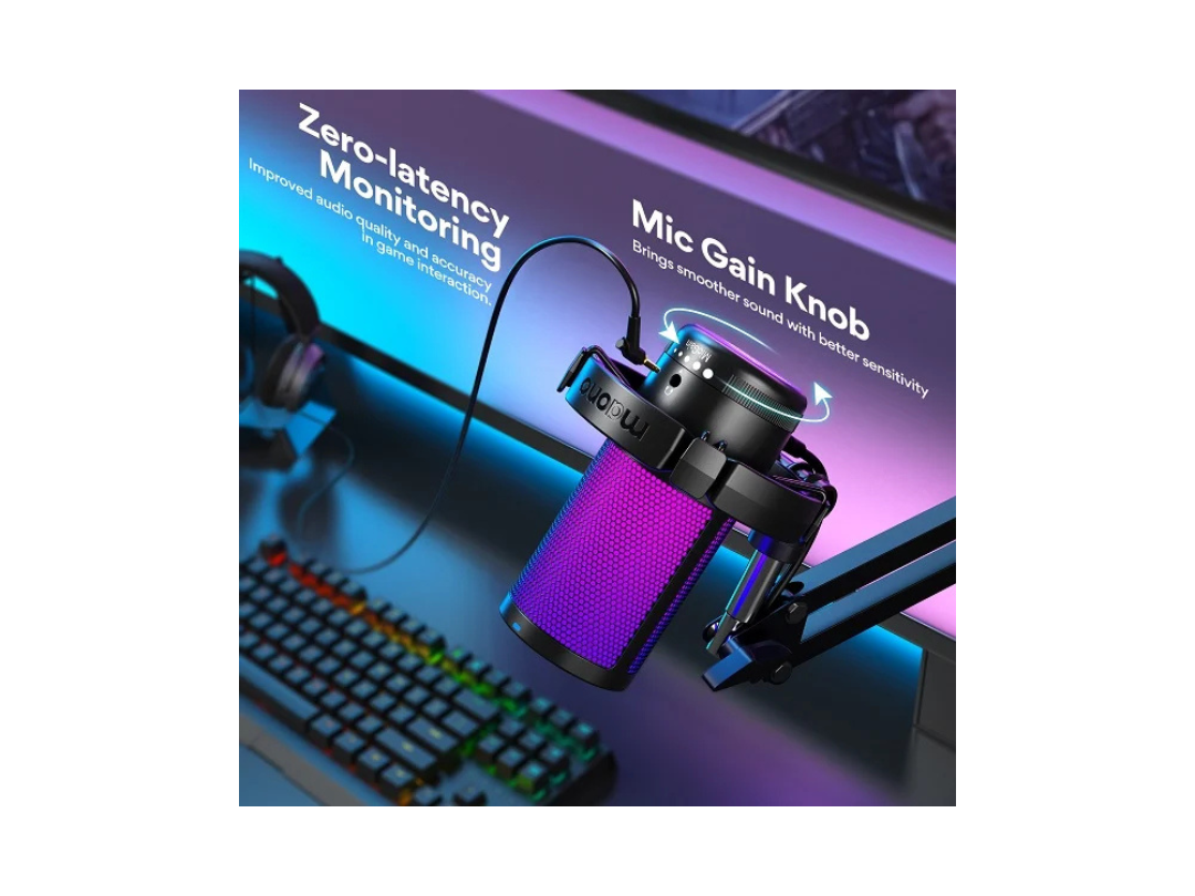 Maonocaster Condenser USB Gaming RGB Microphone With Boom Arm for Streaming – Black Maonocaster Condenser USB Gaming RGB Microphone With Boom Arm for Streaming – Black